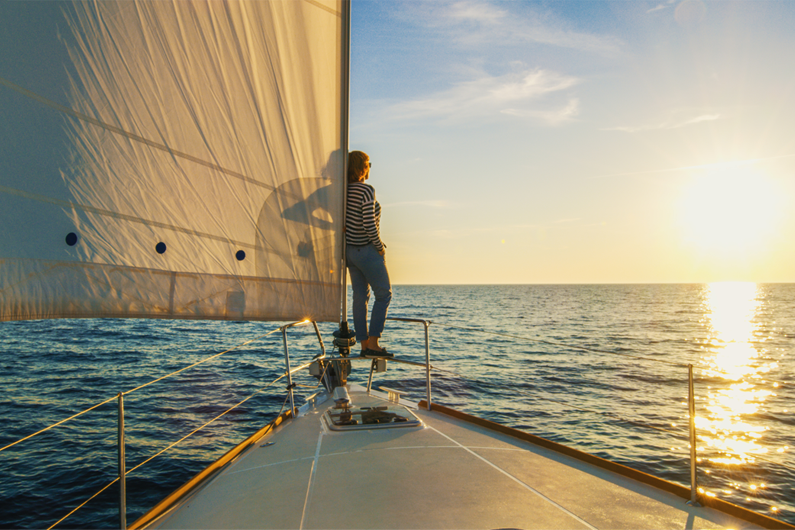 A person on a sailboat