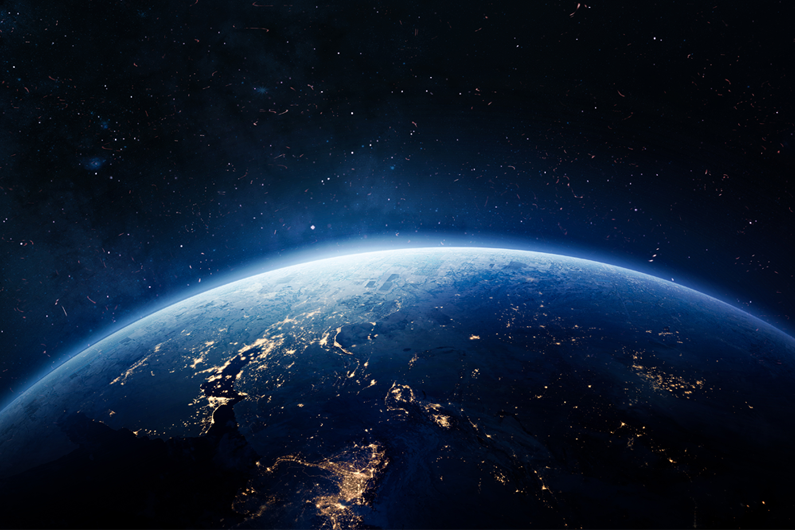 earth sihouette at night