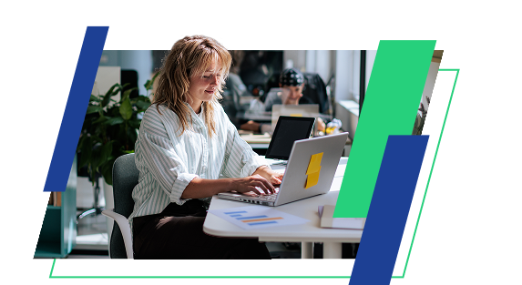 Women typing on the computer in an office